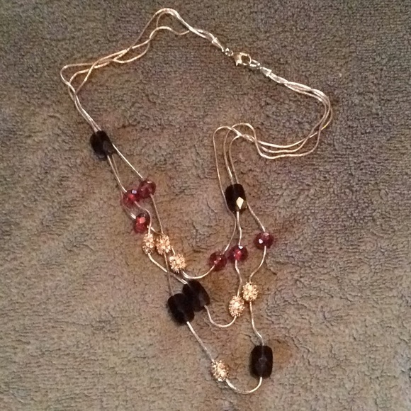 Beautiful Beaded Sterling Sliver Three Strand Necklace - Picture 2 of 2